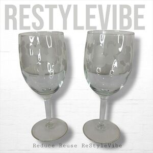 DISNEY Set of 2 Wine Glasses MICKEY MOUSE logo RARE Goblet Drinking Stem Etched